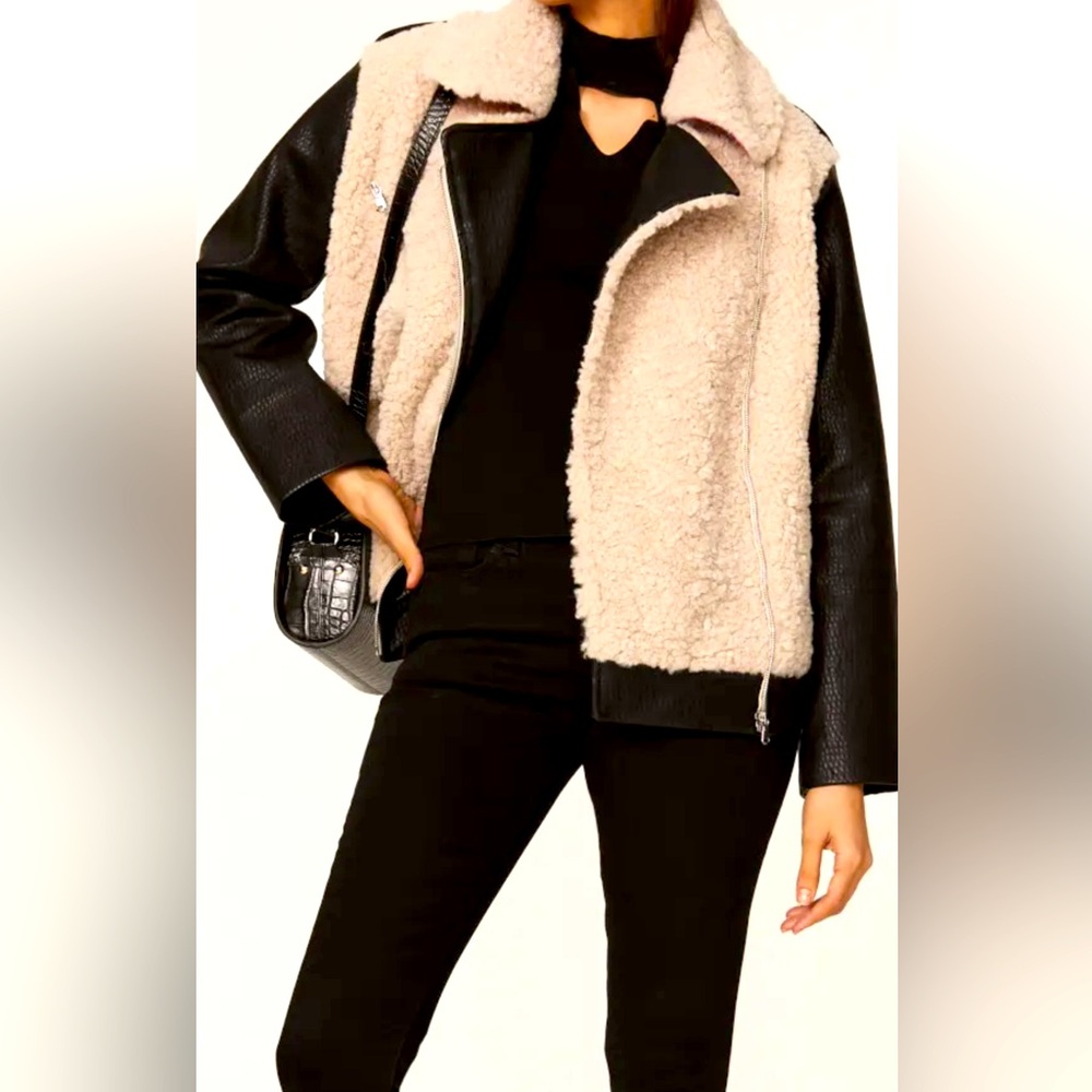 Peter Som Faux Leather Shearling Moto Jacket